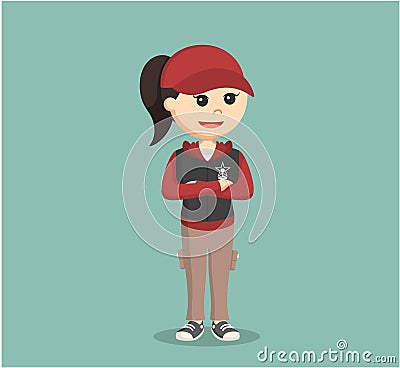 Female gamer with standing pose Vector Illustration