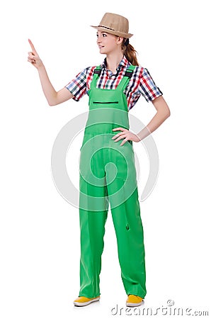 A female gardener isolated on the white Stock Photo