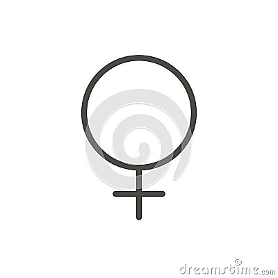 Female gender icon vector. Line woman sex symbol isolated. Trend Vector Illustration