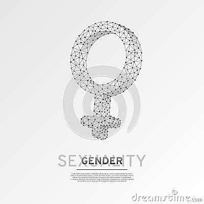 Female gender symbol Wireframe digital 3d illustration Low poly women sexuality Abstract Vector polygonal origami LGBT Vector Illustration