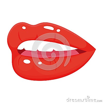 Female glossy lips icon, desire and kiss symbol Vector Illustration