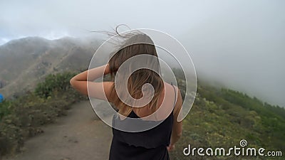 Female Going Up The Mountain stock video Female Going Up The Mountain stock video