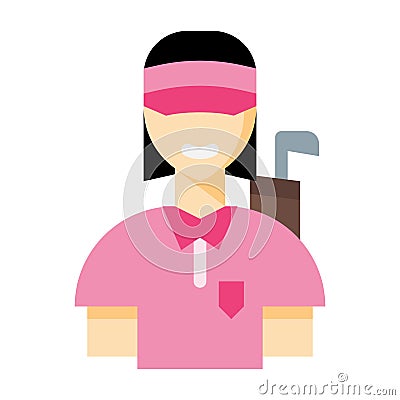 Female golfer icon in flat style vector Vector Illustration