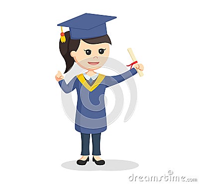 Female graduate holding a graduation letter Vector Illustration
