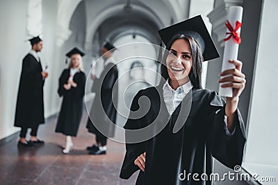 Female graduate in university Stock Photo