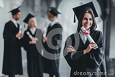 Female graduate in university Stock Photo