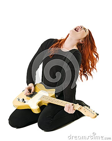 Female Guitar player Stock Photo