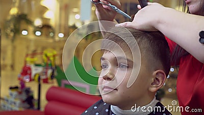 Female Haircutting Baby in Beauty Salon. Stock Footage - Video of comb,  funny: 82461366