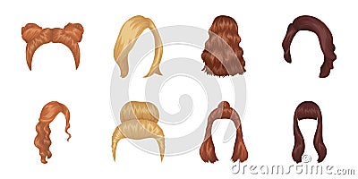 Female hairstyle icons in set collection for design. Vector Illustration
