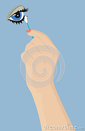 Female hand with a cotton swab Vector Illustration