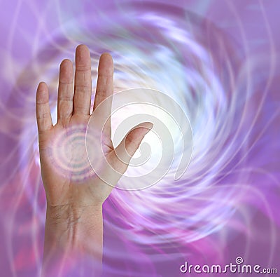 Palm Chakra with Vortex healing energy Stock Photo