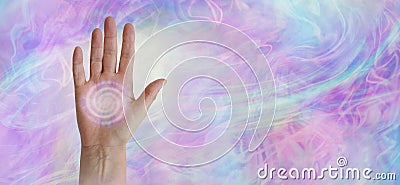 Palm Chakra Vortex healing message background Stock Photo