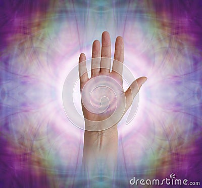 Palm Chakra with Pranic Vortex healing energy Stock Photo