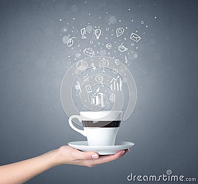 Female hand holding coffee cup Stock Photo