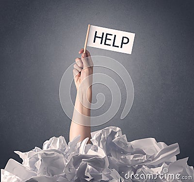 Female hand holding help sign Stock Photo