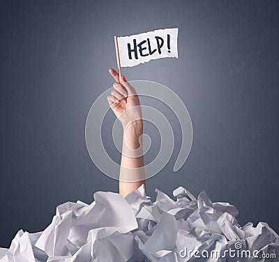 Female hand holding help sign Stock Photo