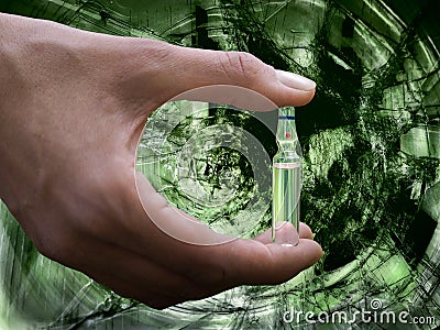 Female hand holding a vial of medicine Stock Photo