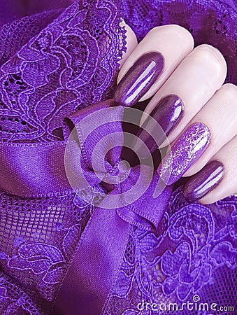 Female hand manicure lace creative aesthetics, stylish, elegance Stock Photo