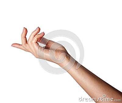 A female hand outstretched beckoning Stock Photo