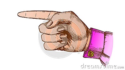 Color Female Hand Pointer Finger Showing Gesture Vector Vector Illustration