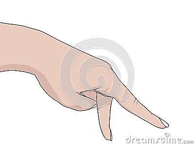 Female hand showing walking fingers gesture. Outline icon isolated on white background. Realistic drawing. Vector Vector Illustration