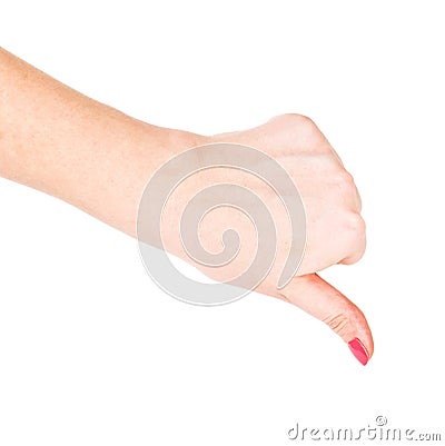 Hand signaling thumb down Stock Photo