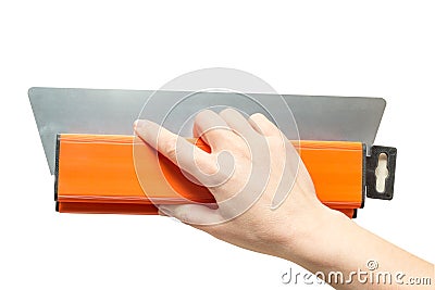 Female hand with a spatula Stock Photo