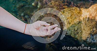 Female hand in varun mudra yogic gesture Stock Photo