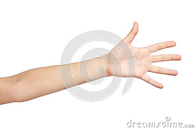 Female hand on white background Stock Photo
