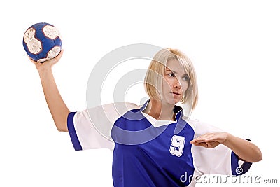 Female handball player Stock Photo