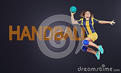 Female handball player Stock Photo