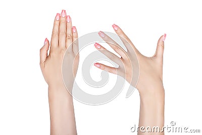 Female hands with beautiful nails. Stock Photo