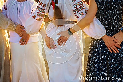 Female hands hold each other`s Stock Photo