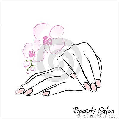 Female hands manicure Vector Illustration