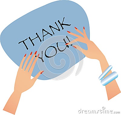 Female hands with thank you note Stock Photo