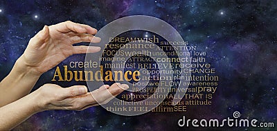 Cosmic Create Abundance Word Tag Cloud Stock Photo