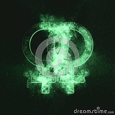 Female homosexuality symbol. Lesbian glyph. Doubled female sign. Stock Photo