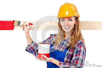 Female house painter Stock Photo