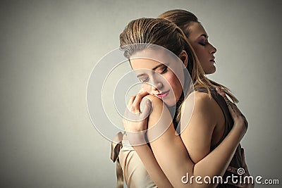 Female hug Stock Photo