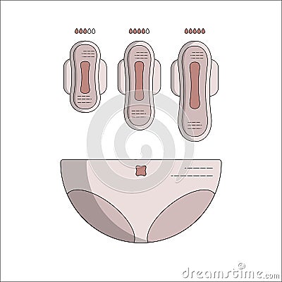 Female hygiene products. Isolated flat icons and objects Stock Photo