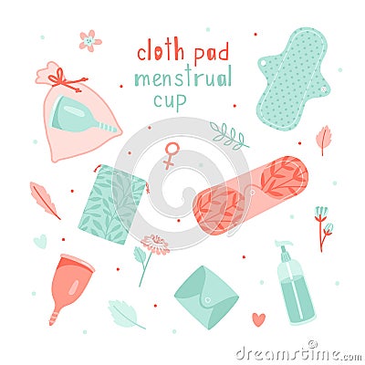 Female hygiene products Vector Illustration