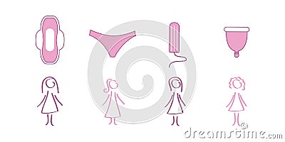 female hygiene products menstruation woman in yoga pose Vector Illustration