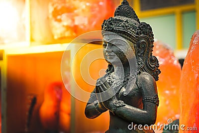 Female Indian statue pray god goddess lakshmi Stock Photo