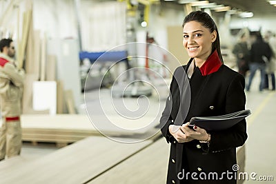 Female inspector at furniture industry Stock Photo