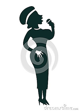 Female jazz singer silhouettes vector illustration Vector Illustration