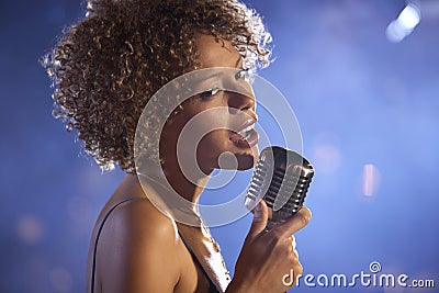 Female Jazz Singer On Stage Stock Photo