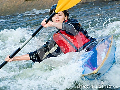 Female kayaker Stock Photo