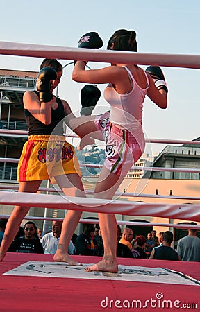 Female kickboxing Editorial Stock Photo