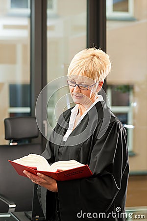 Female lawyer with German civil code Stock Photo