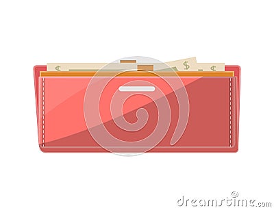 Female leather open clutch isolated icon Vector Illustration